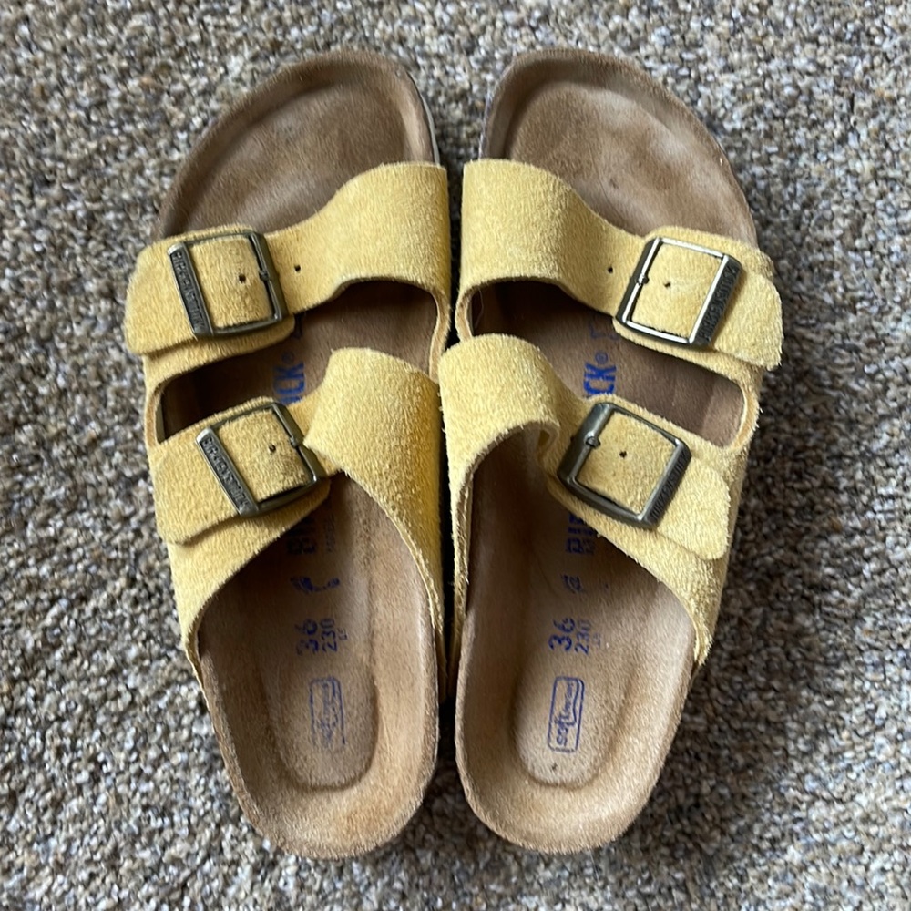 Birkenstock Yellow Suede Sandals 36